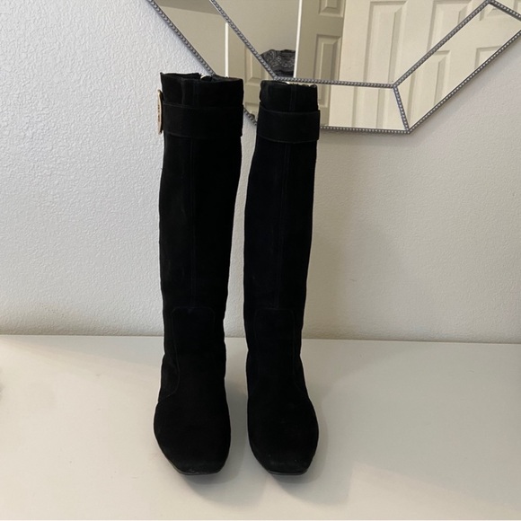 Tory Burch Black Suede Knee-High Boots - Picture 6 of 8